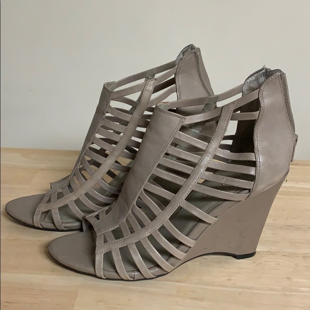 Taupe wedge sandals